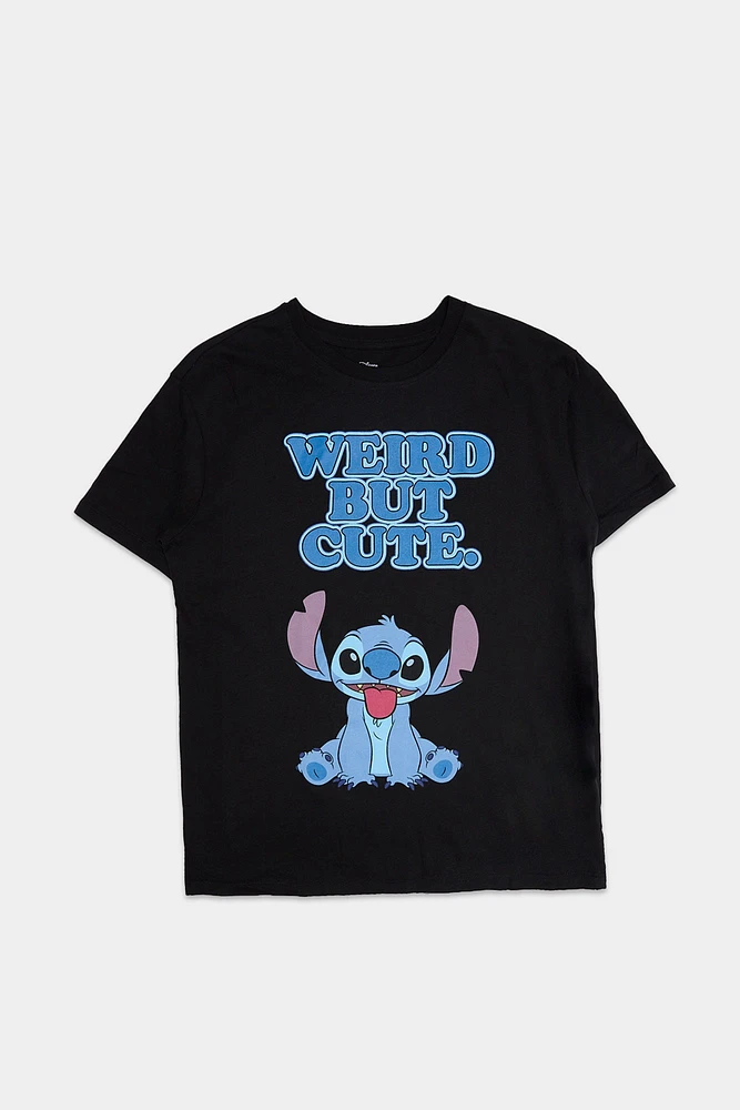 Stitch Weird But Cute Graphic Boyfriend Tee