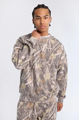 AERO Tree Camouflage Crew Neck Oversized Sweatshirt