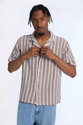Striped Textured Short Sleeve Shirt
