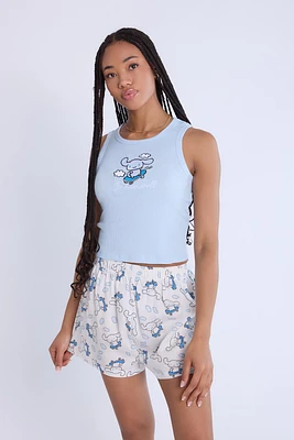 Cinnamoroll Embroidered Pajama Tank Top And Boxer Shorts 2-Piece Set