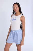 Peanuts Snoopy Embroidered Pajama Tank Top And Boxer Shorts 2-Piece Set