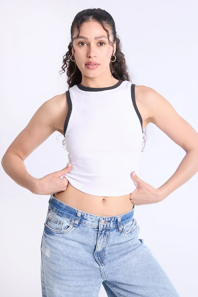 AERO Ribbed High Neck Tank Top