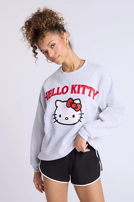Hello Kitty Graphic Crew Neck Oversized Sweatshirt