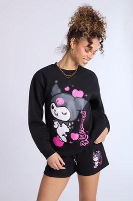 Kuromi Graphic Crew Neck Oversized Sweatshirt