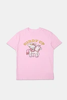 Hello Kitty Giddy Up Graphic Glitter Boyfriend Tee