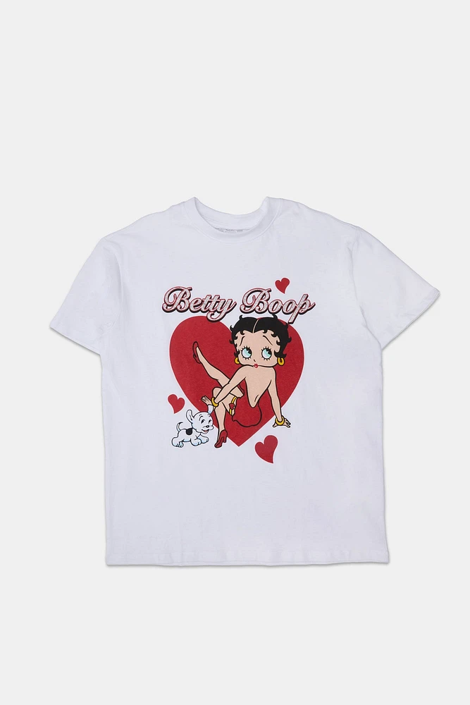 Betty Boop Dog Graphic Boyfriend Tee
