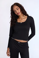 AERO Pointelle Knit Long Sleeve Pajama Top