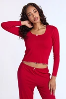 AERO Pointelle Knit Long Sleeve Pajama Top