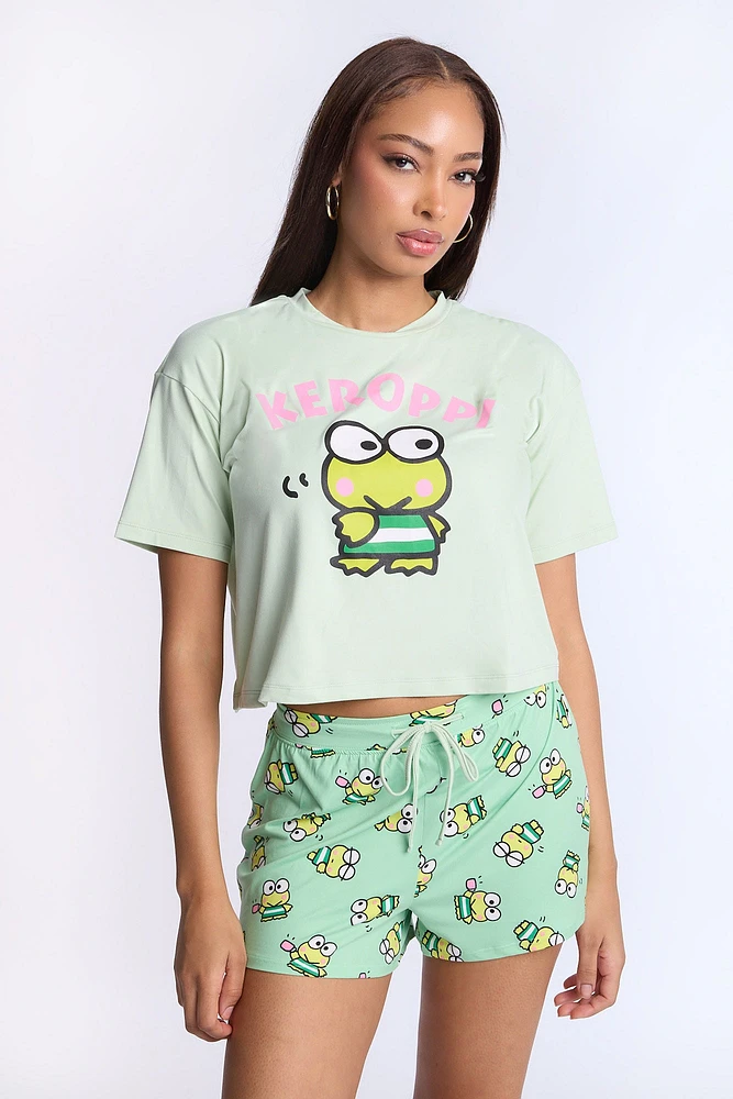 Keroppi Super Soft Pajama Tee And Shorts 2-Piece Set