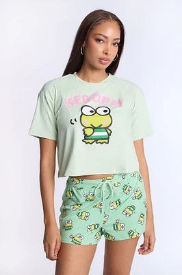 Keroppi Super Soft Pajama Tee And Shorts 2-Piece Set