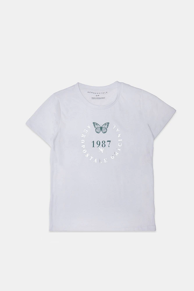 Aéropostale 1987 Butterfly Foil Graphic Tee