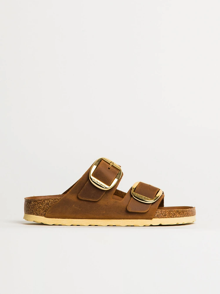 WOMENS BIRKENSTOCK ARIZONA BIG BUCKLE OILED LEATHER SANDALS - MEDIUM/NARROW COGNAC