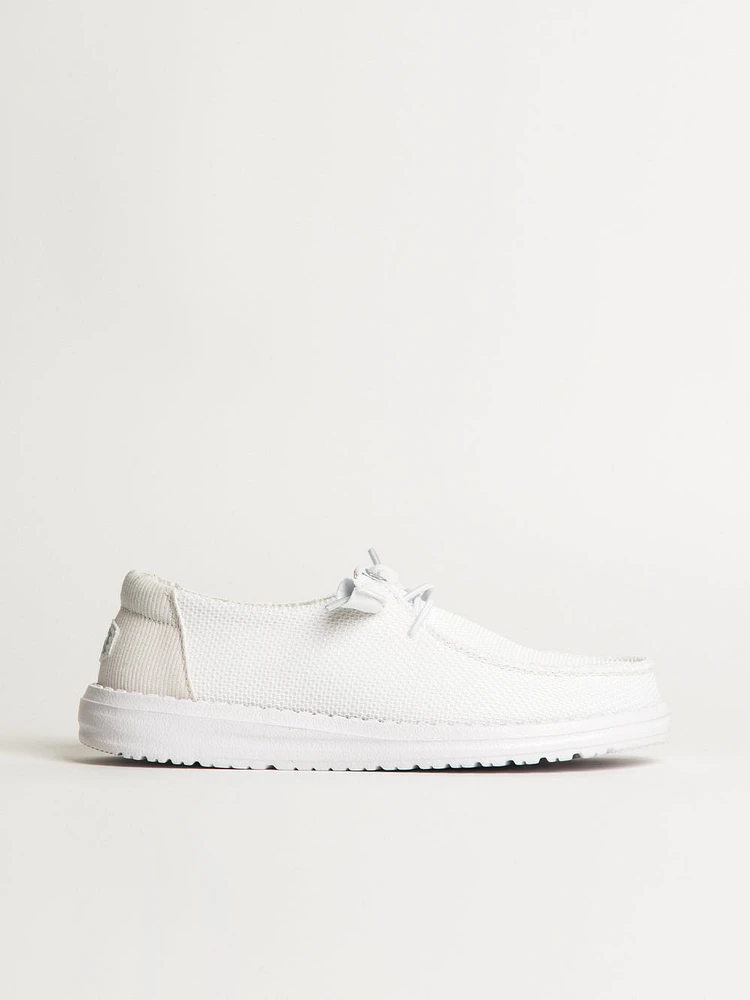 WOMENS HEYDUDE WENDY STRETCH SOX SNEAKER - WHITE