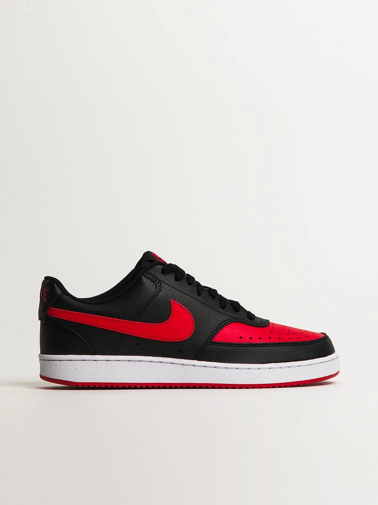 MENS NIKE COURT VISION LOW SNEAKER - BLACK/WHITE/UNIVERSITY RED