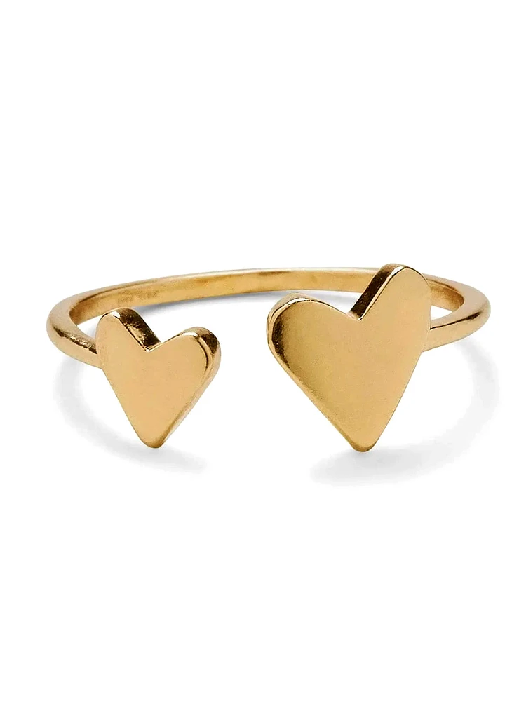 PURA VIDA TWO HEARTS OPEN RING - CLEARANCE