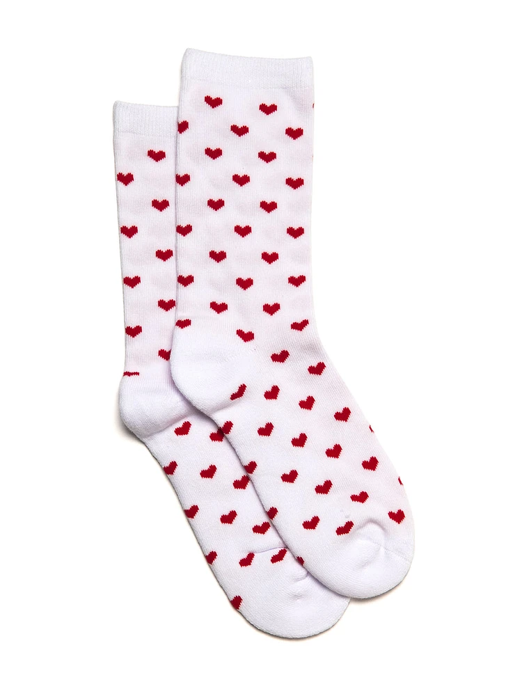 SCOUT & TRAIL HEART PRINT SOCK - WHITE