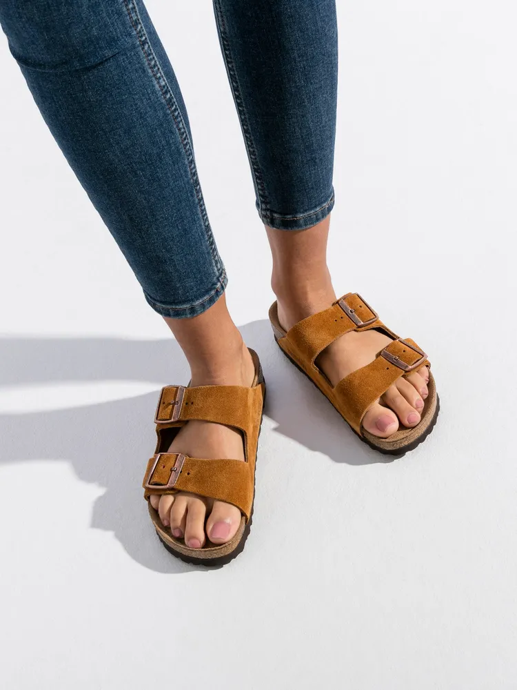 WOMENS BIRKENSTOCK ARIZONA SOFT NARROW SANDALS - MINK