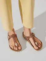 WOMENS BIRKENSTOCK GIZEH BRAIDED LEATHER SANDALS - REGULAR COGNAC