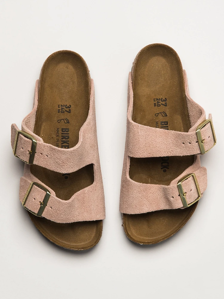 SANDALES BIRKENSTOCK ARIZONA EN DAIM POUR FEMMES - ROSE CLAIR