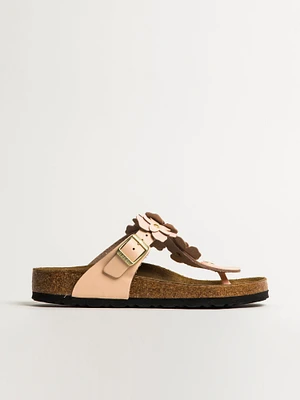 SANDALES BIRKENSTOCK GIZEH FLOWER EN CUIR POUR FEMMES - ROSE CLAIR