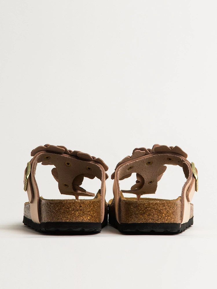 SANDALES BIRKENSTOCK GIZEH FLOWER EN CUIR POUR FEMMES - ROSE CLAIR