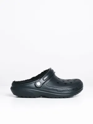 WOMENS CROCS CLASSIC LINED CLOGS - BLACK
