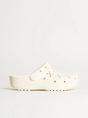 SABOT CROCS CLASSIC FLORAL CUTOUT POUR FEMMES - CHALK