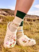 WOMENS CROCS CLASSIC FLORAL CUTOUT CLOG - CHALK