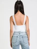 DYNAMIC LACE VNECK CROP RIB TANK