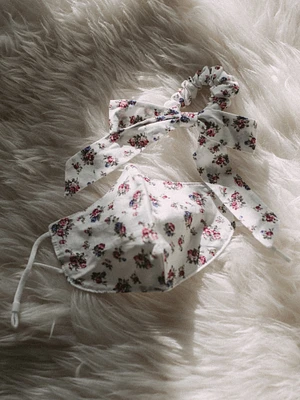 FREE PEOPLE MASK & BOW FLORAL PACK - IVORY - CLEARANCE