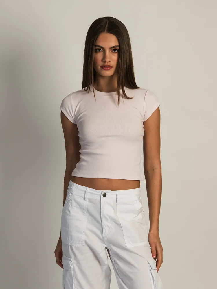 HARLOW RIBBED BABY TEE - PINK CLEARANCE