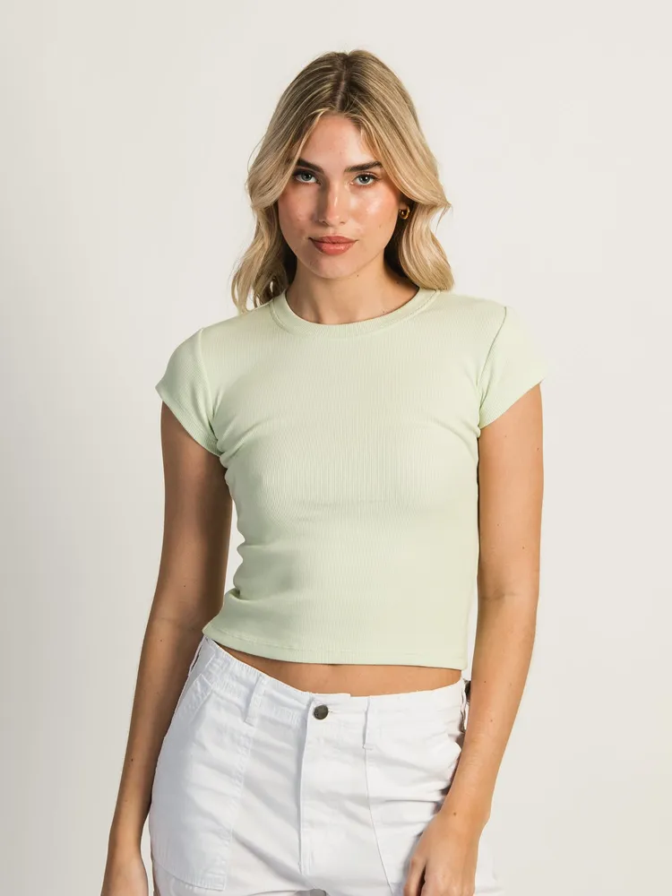 HARLOW RIBBED BABY TEE - SAGE CLEARANCE