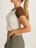 HARLOW COLOURBLOCK RAGLAN - COGNAC CLEARANCE