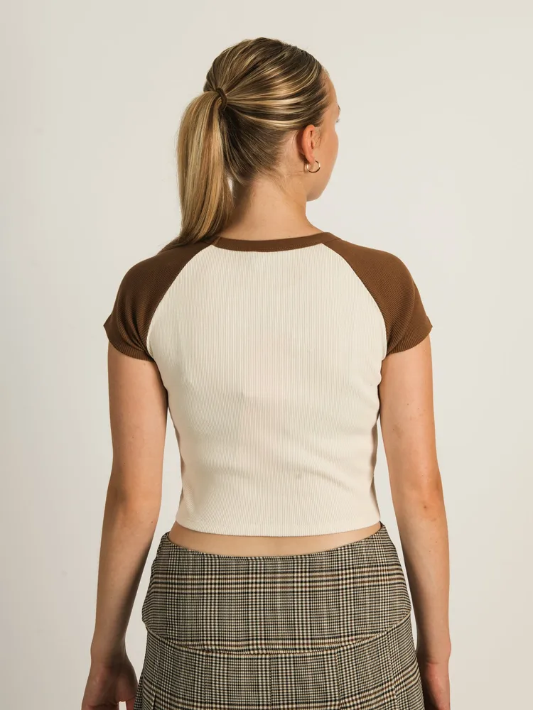 HARLOW COLOURBLOCK RAGLAN - COGNAC
