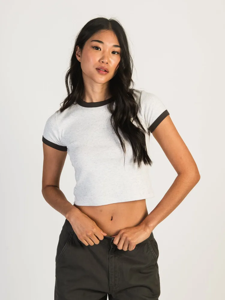 HARLOW CLARA SHORT SLEEVE RINGER TEE - CLOUD CLEARANCE