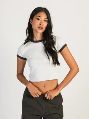 HARLOW CLARA SHORT SLEEVE RINGER TEE - CLOUD CLEARANCE