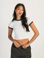 HARLOW CLARA SHORT SLEEVE RINGER TEE - CLOUD CLEARANCE