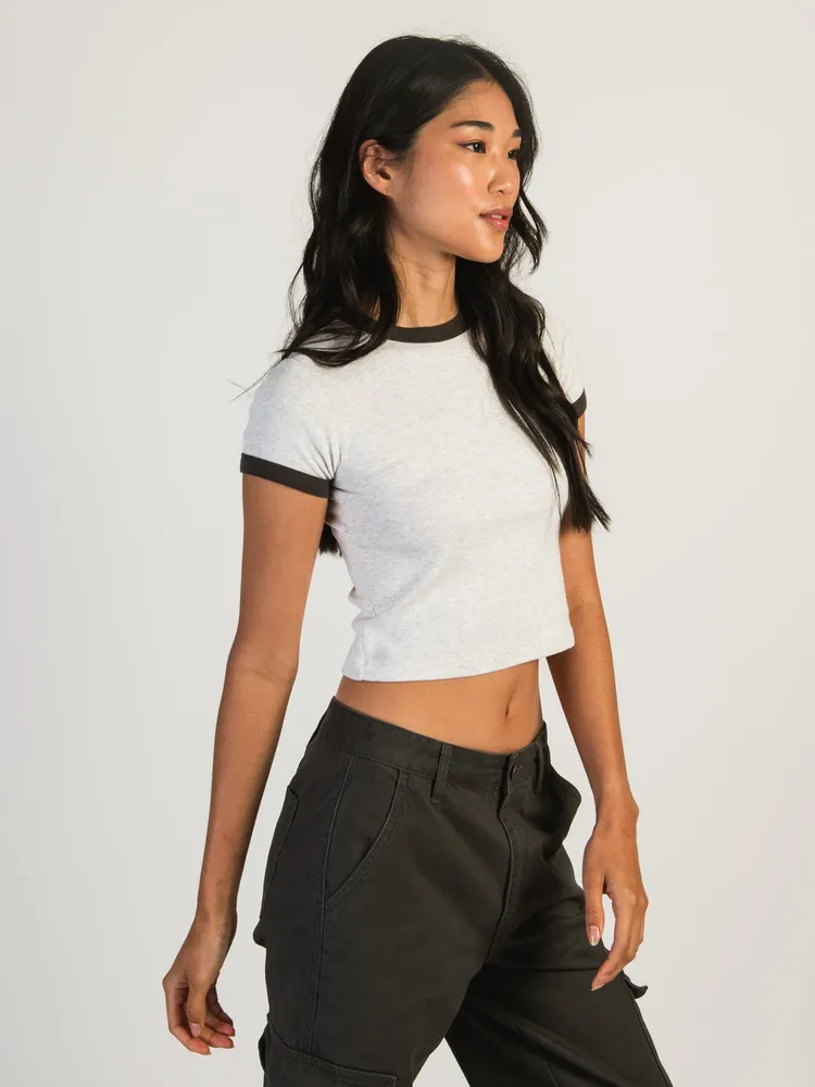 HARLOW CLARA SHORT SLEEVE RINGER TEE - CLOUD CLEARANCE