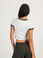 HARLOW CLARA SHORT SLEEVE RINGER TEE - CLOUD CLEARANCE