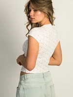 HARLOW DITSY RIBBED BABY TEE - WHITE
