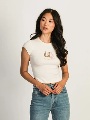 HARLOW FLAT RIB BABY TEE - HORSESHOE