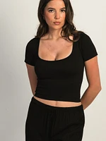 TEE-SHIRT SANS COUTURE À COL ROULÉ - NOIR