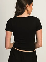 TEE-SHIRT SANS COUTURE À COL ROULÉ - NOIR
