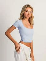 HARLOW SQUARENECK SEAMLESS TEE - PERIWINKLE