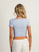 HARLOW SQUARENECK SEAMLESS TEE - PERIWINKLE