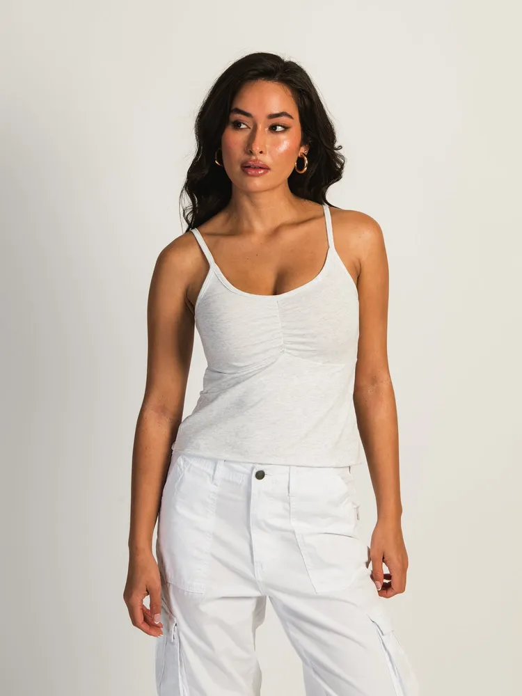 HARLOW ABBY MELANGE TANK - HEATHER CLOUD WHITE CLEARANCE