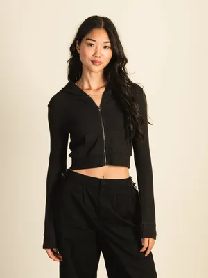 HARLOW ELLIE RIBBED ZIP UP - COAL CLEARANCE