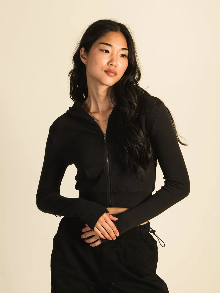 HARLOW ELLIE RIBBED ZIP UP - COAL CLEARANCE