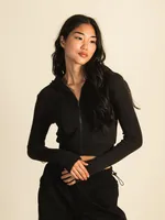 HARLOW ELLIE RIBBED ZIP UP - COAL CLEARANCE
