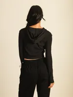 HARLOW ELLIE RIBBED ZIP UP - COAL CLEARANCE